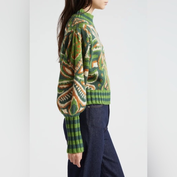 FARM RIO Green Pinneaple Ikat Sweater NWT Size S Small - Picture 5 of 9